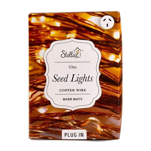 Stellar Haus 100 LED Seed Light String 10m Plug In Copper Warm White